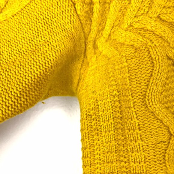 Madewell Merino Wool mustard yellow pullover sweater bobble open side Sz M crew - Picture 4 of 10